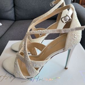 Betsey Johnson strappy stiletto heels, size 8, mivory